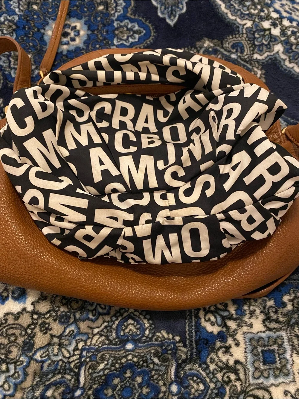 Marc by Marc Jacobs Tan Pebbled Leather Crossbody with Gold Plaque